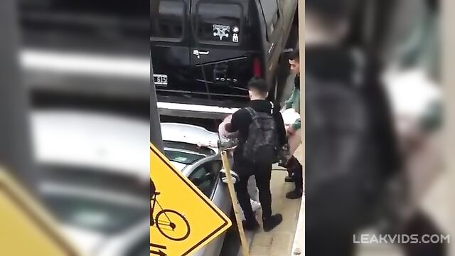 Pretty whore double fucked in the street - 1 image