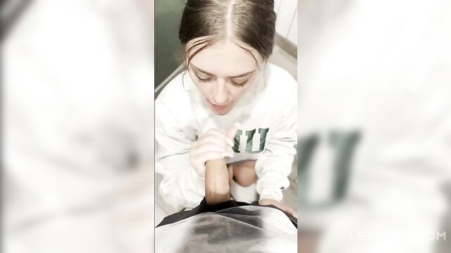 Real university girl giving blowjob and getting cum on her cute face - 5 image