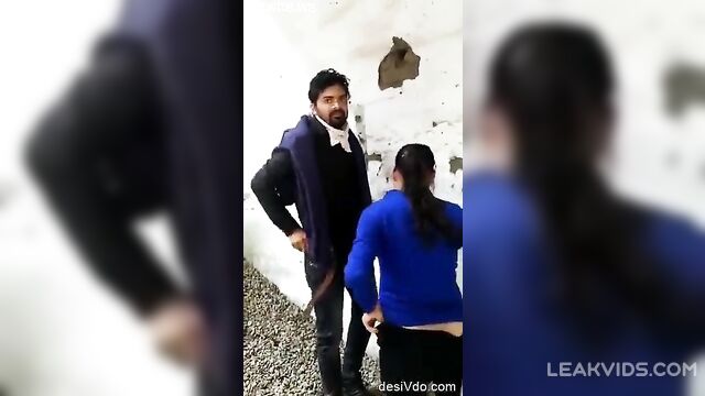 Indian wife caught cheating outdoor with her co worker - 3 image