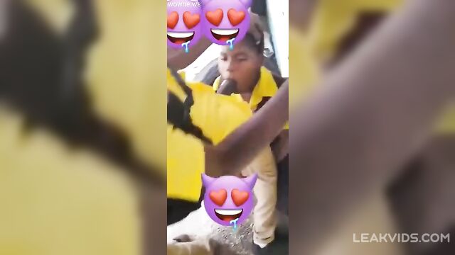 School girl in uniform giving blowjob to her class mate - 3 image