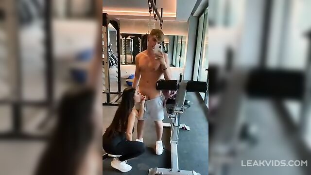 Cute young straight guy getting a blowjob from a instructor at gym - 3 image