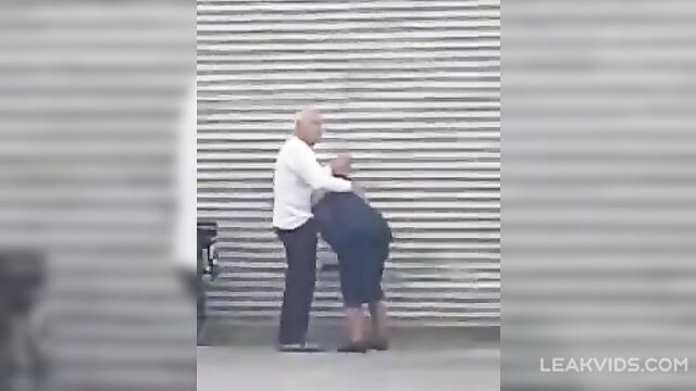 Hot Grandma caught giving a blowjob to grandpa in public - 1 image