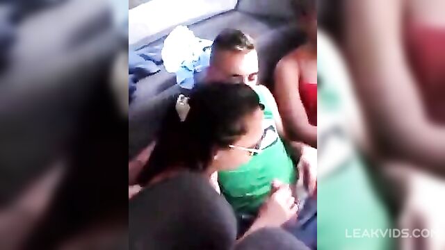 Lucky guy gets a blowjob from two girl in a car - 2 image