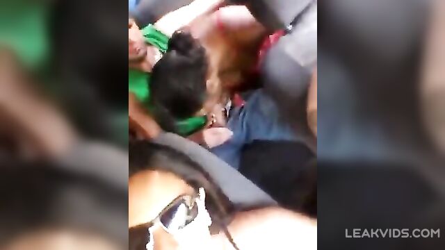 Lucky guy gets a blowjob from two girl in a car - 5 image