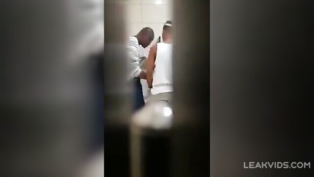 Two guy caught sucking cock each other in restroom - 3 image