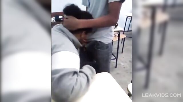 School girl suck several guys in her classroom