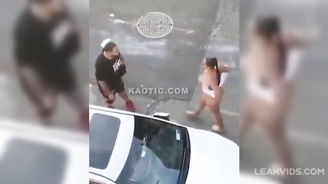 Scared Husband denies sex, and Crazy wife chase him naked on road - 1 image