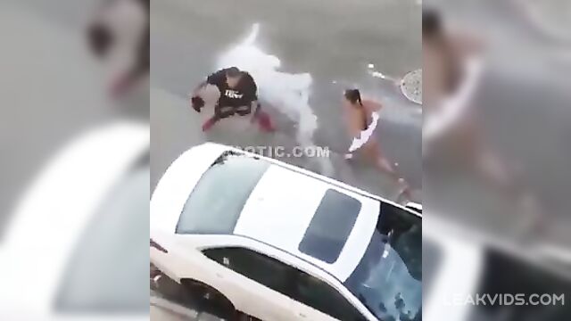 Scared Husband denies sex, and Crazy wife chase him naked on road - 3 image