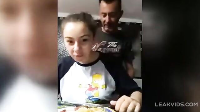 Dad Flash His Daughter's Tits Infront Of Camera - 1 image