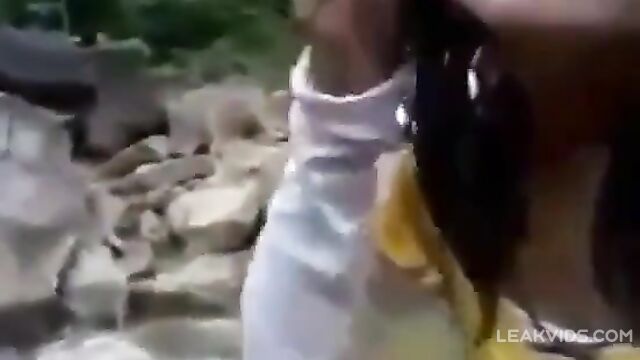 Real Asian College Friends Having Sex Outdoor Group - 5 image