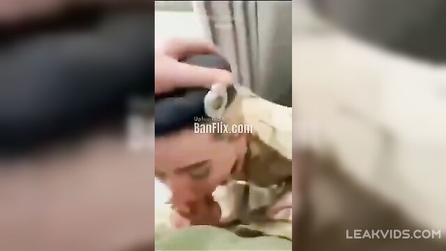 Horny Army girl asked to give a blowjob to her superior - 1 image