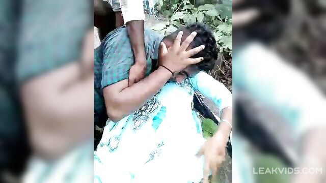 Сouple having sex was caught naked and abused by a group of men