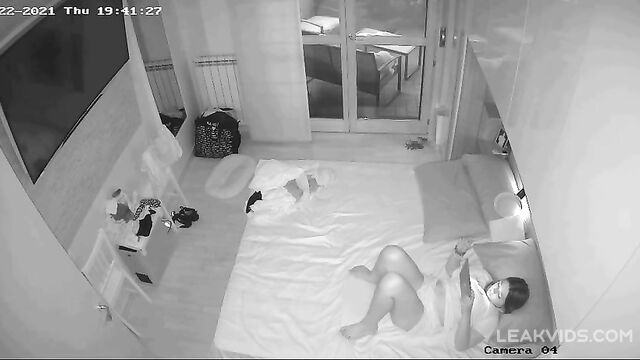 Cute little sister with long legs masturbates on hidden camera - 4 image