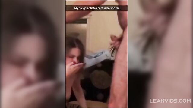 Volcano of cum erupts in Daughter's mouth, She loves cum in her mouth - 1 image