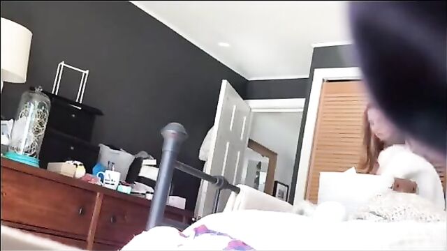 Pervy mommy strips topless for her horny son - 5 image