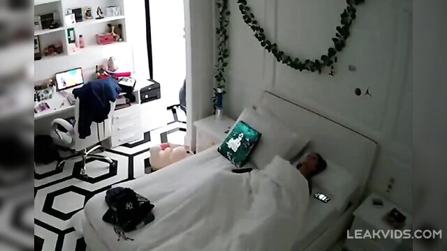 Pretty mommy caught masturbating to porn and Caught on hidden camera!