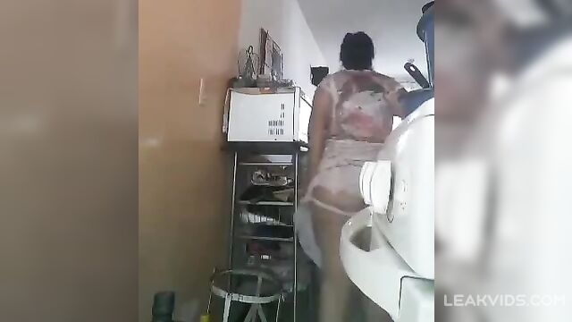 Slutty Mom Spread Her Ass In Front Of Her Son While Serving Food To Her Husband - 3 image