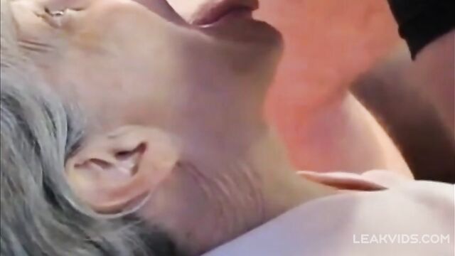 Horny 85 yo Granny Giving A Close Up, Intimate Blowjob To Her 21 yo Grandson, Eagerly Swallowing His Cum - 5 image