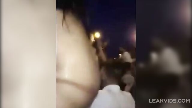 Groped By Crowd While Whore Shows Her Big Titties - 1 image