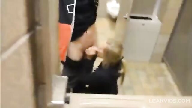 Horny Brother and Sister Fucking In Public Bathroom - 1 image