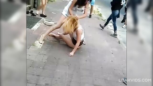 Exposed Pussy And Ass Accidental Exploring While Fighting Two Sexy Prostitute On Public - 5 image