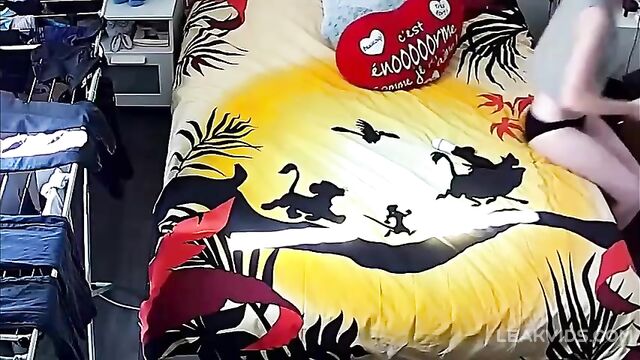 Ip Cam Porn Showing A Sexy Daughter Petting Herself With Legs Spread - 2 image